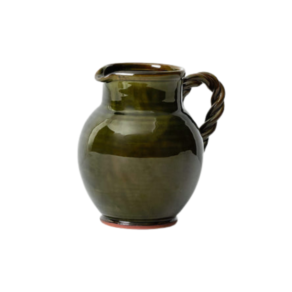 Toast, Poterie Barbotine Twisted Handled Pitcher | Πράσινο μπουκάλι