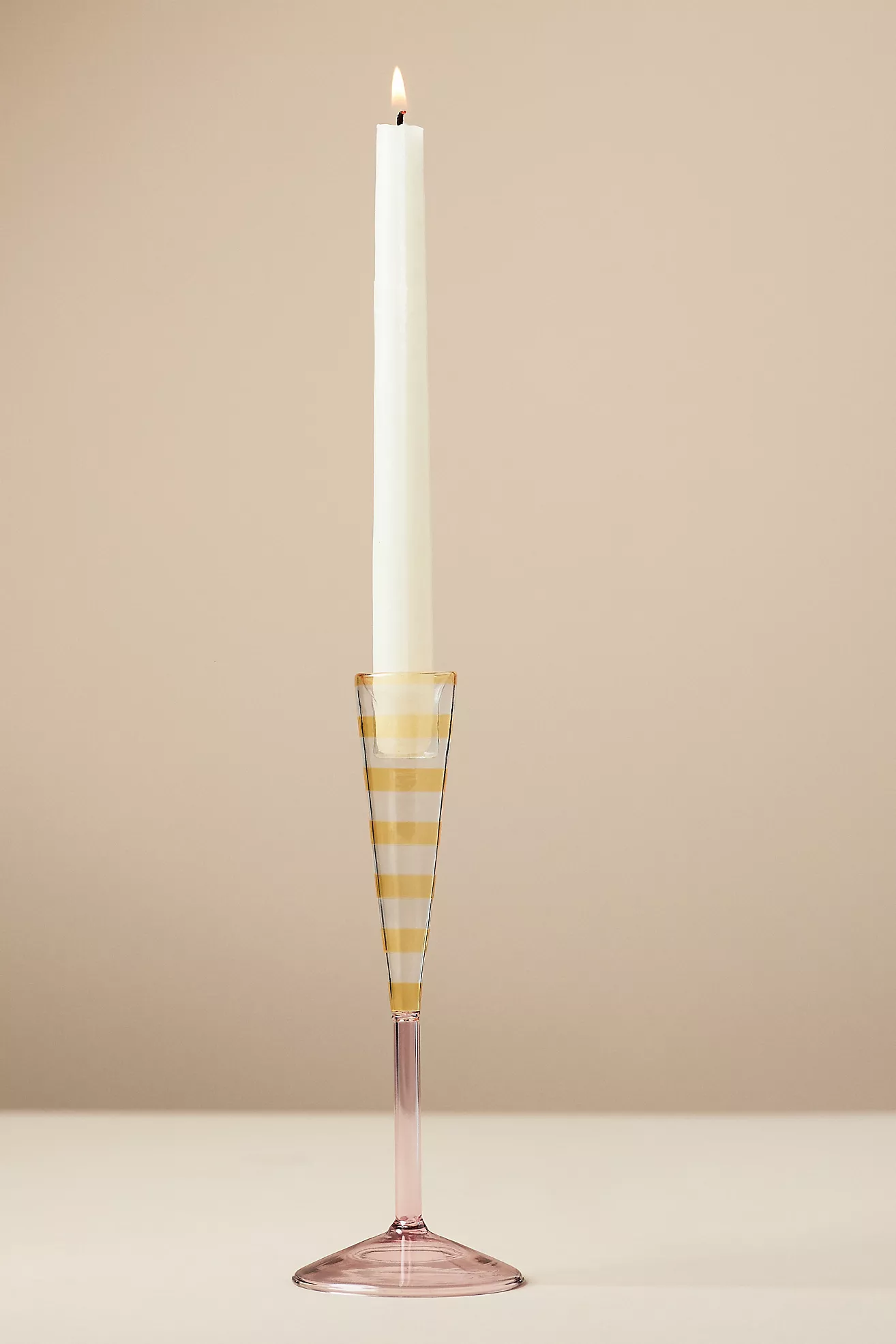 Eleanor Striped Glass Candle Holder